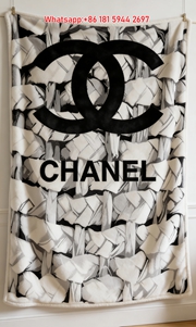 Chanel Monochrome Floral CC Logo Flannel Sofa Throw Blanket IMG_6820